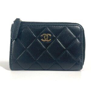 CHANEL CC CC Mark Logo Matelasse Quilted Wallet L-shaped zipper coin purse
